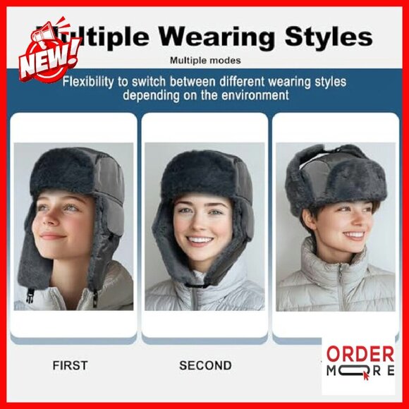 Heated Trapper Hat with Rechargeable Battery for Winter Outdoor Activities